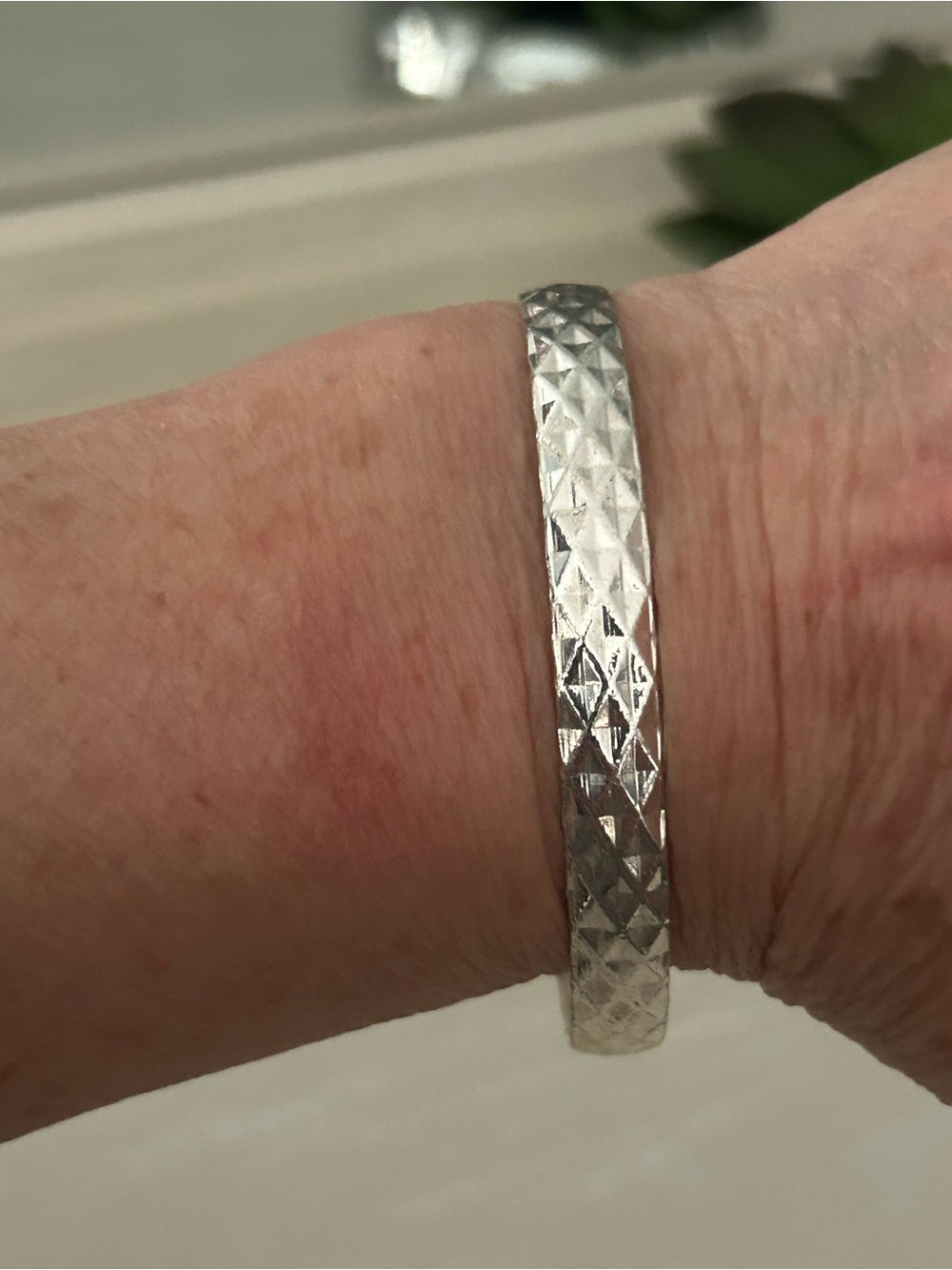 Silver Textured Bangle Bracelet